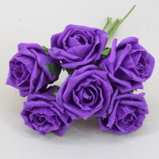 Colourfast Cottage Foam Roses Bundle Purple 6 Pack 24cm - R387 U2