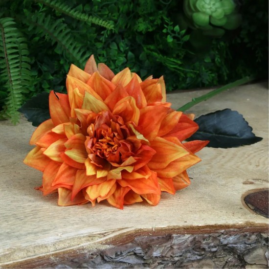 Artificial Dahlia Orange 61cm - D190 D4