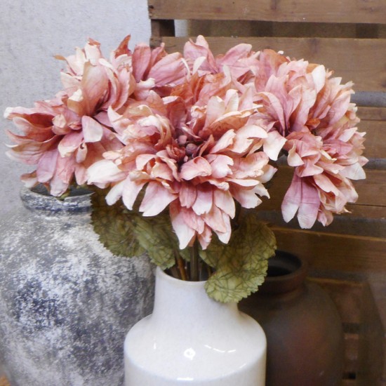 Antique Dahlia Dusky Pink 65cm | Faux Dried Flowers - D193 Antique Dahlia Dusky Pink 65cm | Faux Dried Flowers - D193