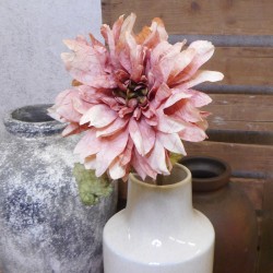 Antique Dahlia Dusky Pink 65cm | Faux Dried Flowers - D193 