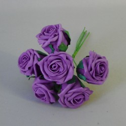 Colourfast Cottage Foam Roses Bundle Purple 6 Pack 24cm - R379 N4