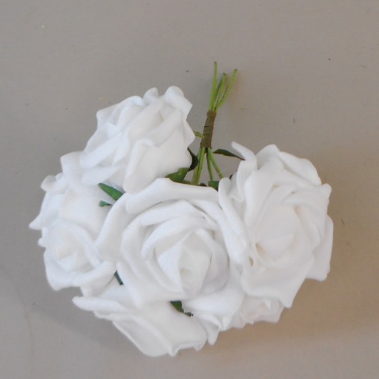 Colourfast Cottage Foam Roses Bundle White 6 Pack 24cm - R639 U3