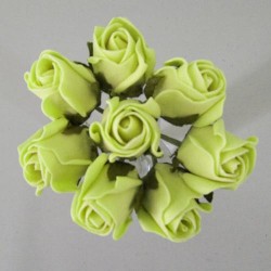 Colourfast Foam Rose Buds Lime Green 8 pack 20cm - R396 BX12