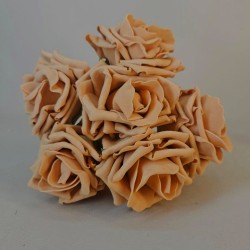 Colourfast Foam Roses Large Caramel 6 Pack 22cm - R213 O2