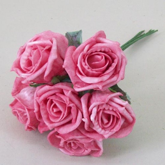 Foam Roses Bundle of 6 Rose Pink 23cm - R443 BX7