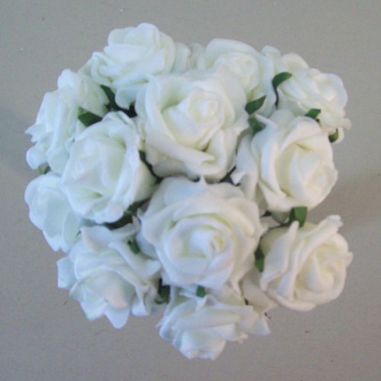 Sweetheart Foam Roses White 12 pack 17cm - R193 JJ4