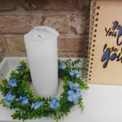Artificial Forget me Not Wreath or Candle Ring Blue 20cm - F009 BX9