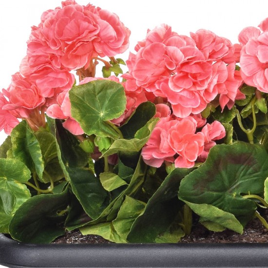 Artificial Plants Pink Geraniums in Black Trough - PLA001 1D