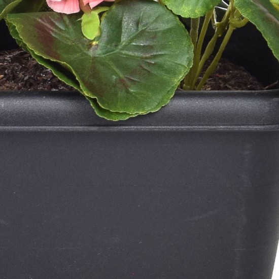 Artificial Plants Pink Geraniums in Black Trough - PLA001 1D