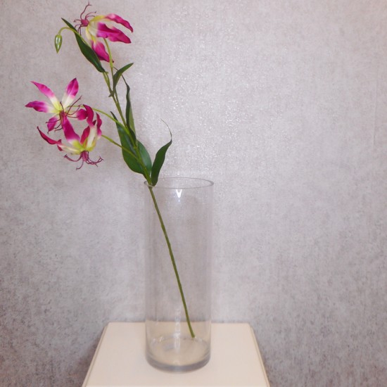 Artificial Gloriosa Flame Lily Pink and White 80cm - G012 E1