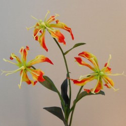 Artificial Gloriosa Flame Lily Spray Orange 52cm - G017 D3