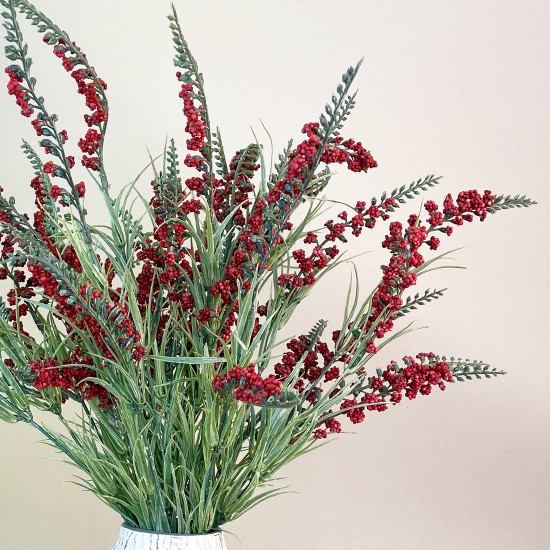 Artificial Heather Plants Red 54cm - H002 DD3