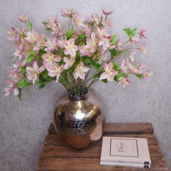 Artificial Helleborus Christmas Roses Cream Pink 59cm - H054 