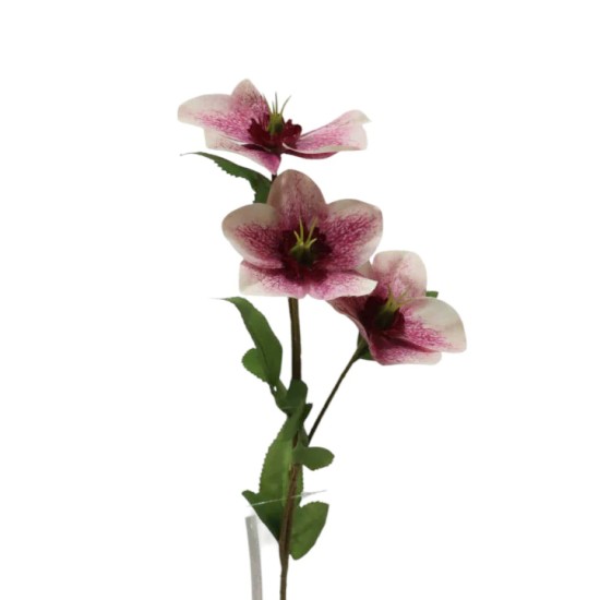 Artificial Helleborus Christmas Roses Burgundy Pink 38cm - H005 H3