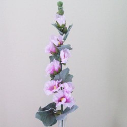 Silk Hollyhocks Pink Artificial Flowers 115cm - H077 E2