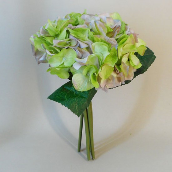 Artificial Hydrangeas Posy Green and Lavender 28cm - H149 O4