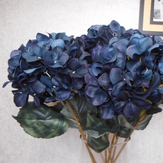 Luxury Artificial Hydrangeas Dark Blue 68cm - X21067 E4