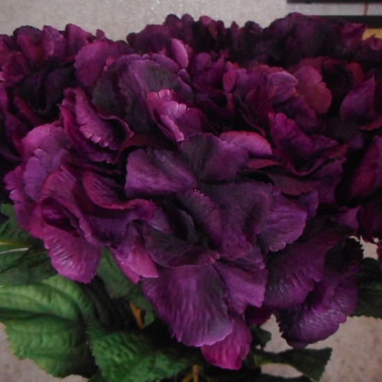 Artificial Hydrangeas Aubergine Plum 72cm - H129 