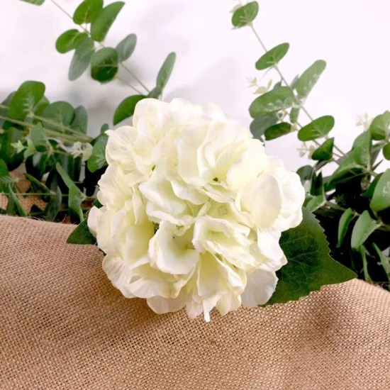 Artificial Hydrangeas Cream Short Stem 35cm - H206 FF3