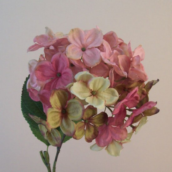 Downton Silk Hydrangea Flowers Pink 61cm - H080 G3