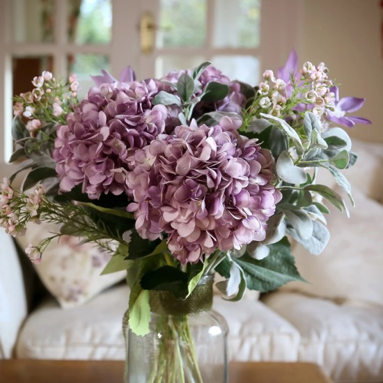 Rydal Artificial Hydrangeas Mauve Purple 53cm - H031 BB2