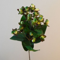 Artificial Hypericum Berries Green Cream 72cm - H199 H3