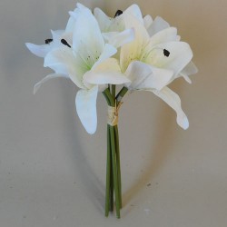 Real Touch Lilies Bouquet Cream 28cm - L033 N3