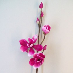 Artificial Magnolias Branch Dark Pink 89cm - M055 K1