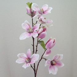 Luxury Artificial Magnolias on Branch Cream Pink 82cm - M052 BX7