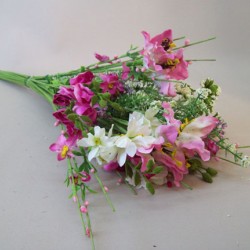 Artificial Meadow Flower Bouquet Magenta Pink Large - MF808B K3
