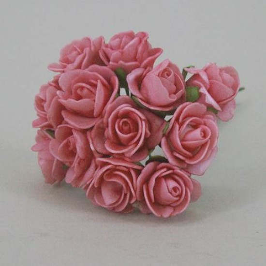 Mini Foam Roses Bunch Hot Pink 15cm - R047a U2