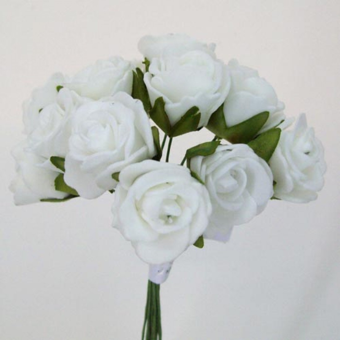 Mini Foam Roses Bunch White 15cm | Artificial Flowers