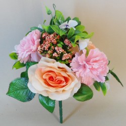 Roses and Carnations Bunch Pink and Peach - R017B II4