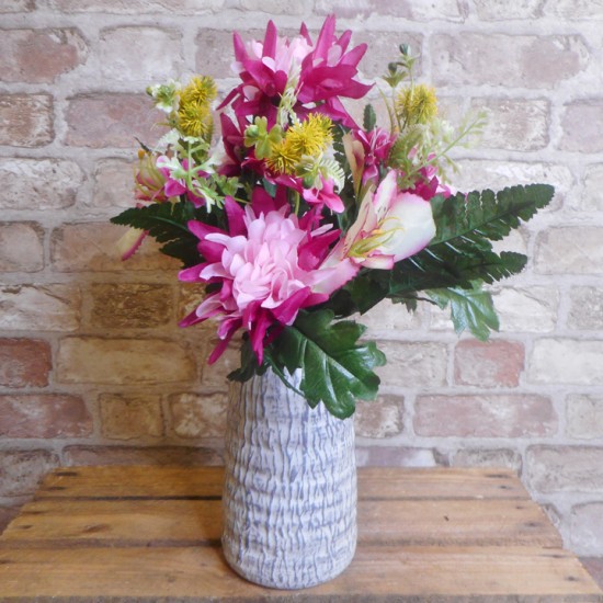 Artificial Chrysanthmums and Alstroemeria Posy Pink 36cm - R721 LL2