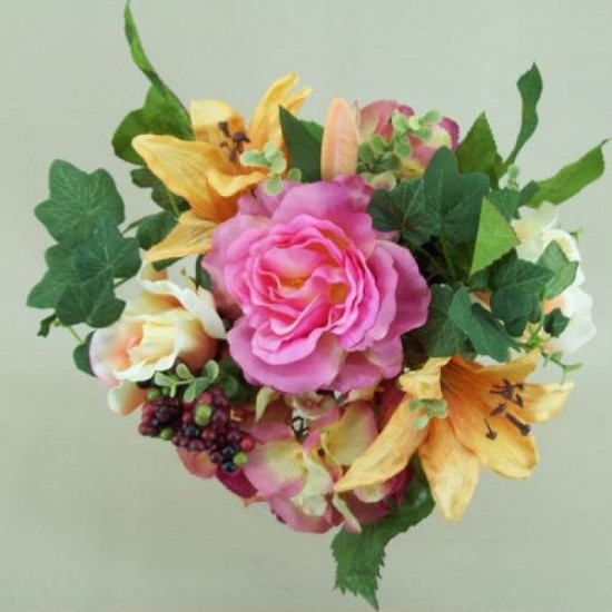 Roses Lilies and Hydrangeas Bunch Pink and Peach - R017A GS2A