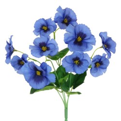 Artificial Pansies Plant Blue 34cm - P149 N1