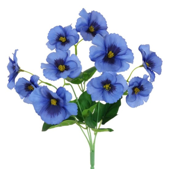 Artificial Pansies Plant Blue 34cm - P149 M3