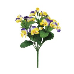 Artificial Pansies Plant Purple and Yellow 27cm - P033 K2