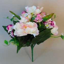 Fleur Artificial Flowers Bouquet Peony and Blossom Pink 35cm - P055 K1