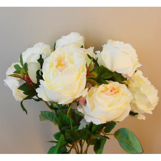 Bunch of Artificial Peony Roses Cream (10 Flowers) 50cm - P021  AA4