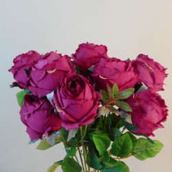 Bunch of Artificial Peony Roses Hot Pink (10 Flowers) 50cm - P014 LL3