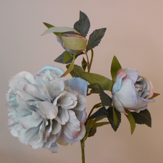 Artificial Peony Spray Downton Blue 52cm - P222 Q2