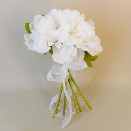 Fleur Artificial Peony Flowers Hand Tied Posy Cream 27cm - P040 S2