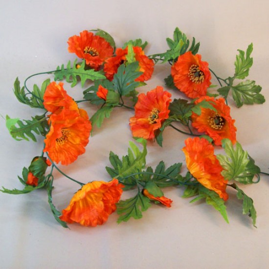 Artificial Poppies Garland Orange 180cm - P194 N1