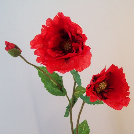 Luxury Artificial Oriental Poppies Red 86cm - P147 L4