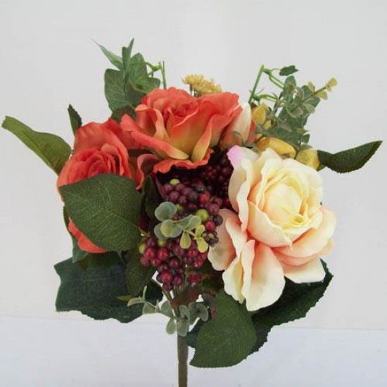 Artificial Roses and Berry Bunch Terracotta 30cm - R017 GS1D