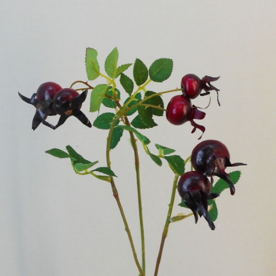 Artificial Rosehips Dark Red 46cm - R398 U4