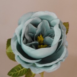 Artificial Cabbage Roses Duck Egg Blue 41cm - R280 O1