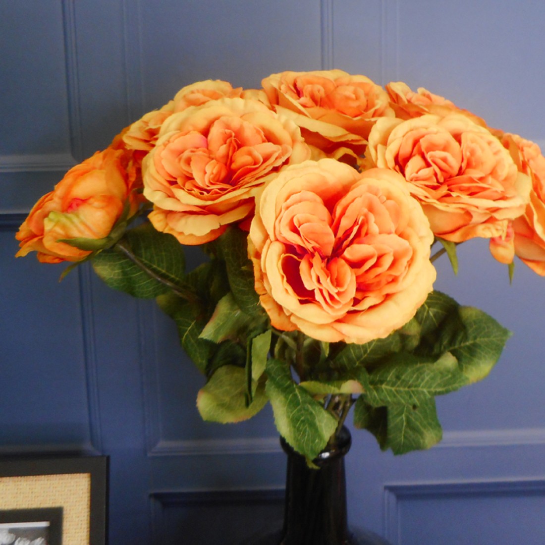 Artificial Cabbage Roses Amber Orange 55cm | Artificial Flowers