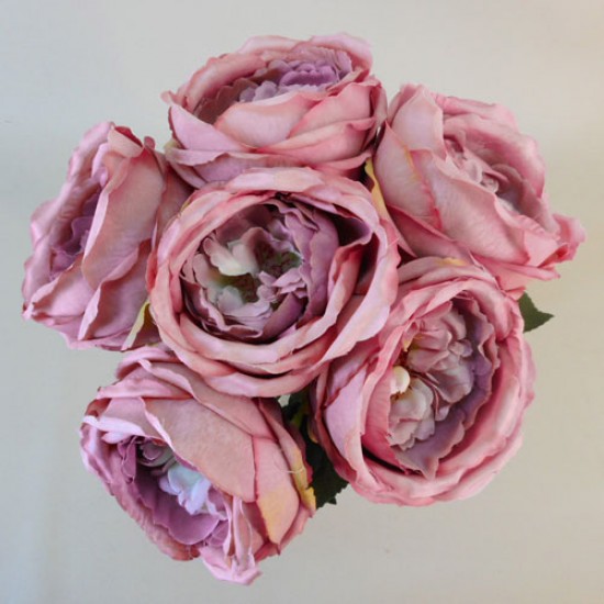Artificial Cabbage Roses Posy Dusky Pink 32cm - R767 M4